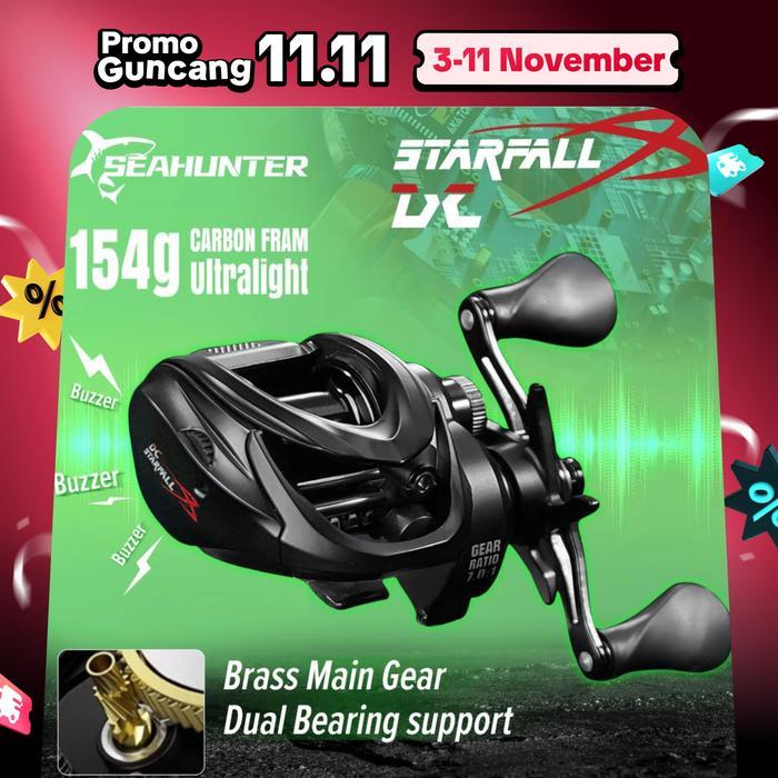 BERKUALITAS SEAHUNTER Starfall DC Reel BC Buzzer Digital Control System Baitcasting Reel Pancing