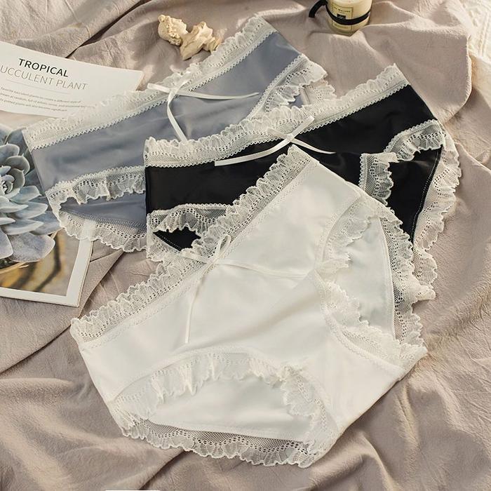 MoodStyle // CD1497 Celana Dalam Motif Pita Renda CD Transparan Polos Korea Seamless Underwear CD