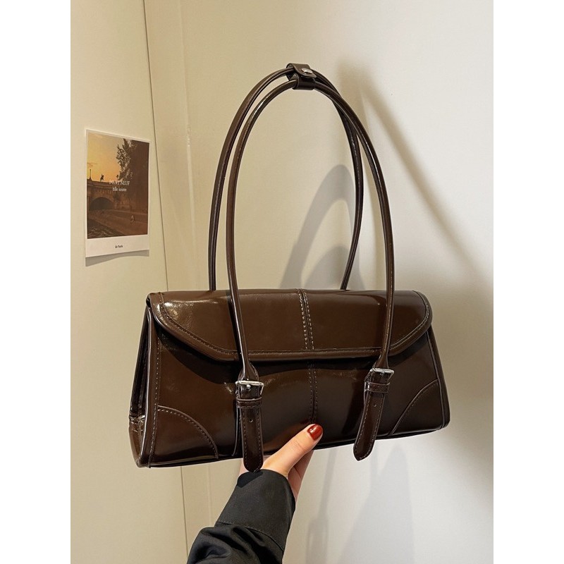 Tas Selempang Ketek Wanita Premium 2024 Desain Eksklusif - PU Leather Retro - Daily Use - Warna Hita