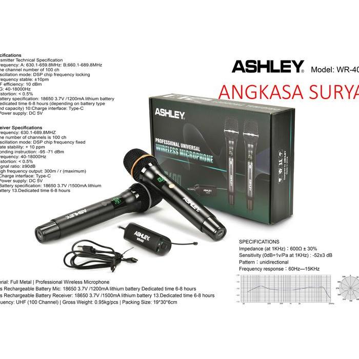 SALE MIC WIRELESS ASHLEY WR400 ORIGINAL / MIC ASHLEY WR 400 ORIGINAL BISA CHARGE