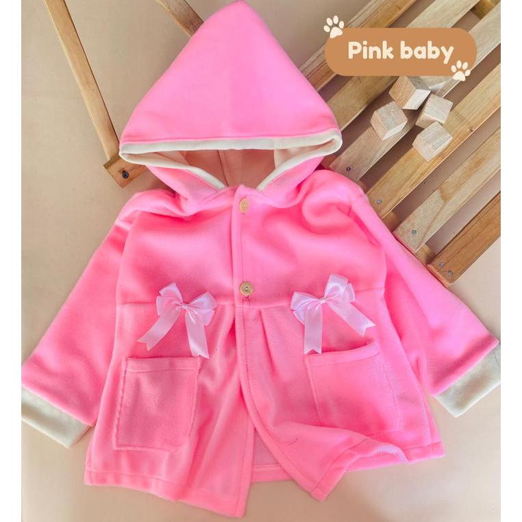 Promo Miby Baby-Jaket Bayi Perempuan Usia 1-2 Tahun Bahan Beludru Dengan Aksesoris Pita Cantik