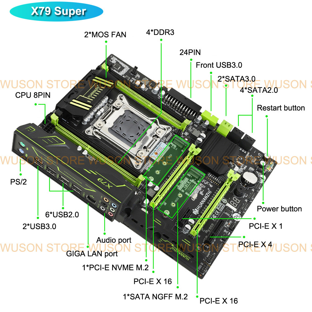 Huananzhi X79 Super Motherboard With Dual M.2 Ssd Slot Xeon Cpu E5
