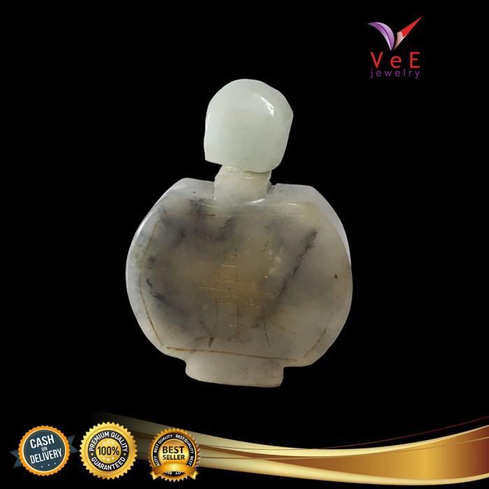 TERMURAH Barang Antik Batu Giok Kuno Asli Cina Jade Snuff Bottle Abu-Abu- Vee READY STOCK