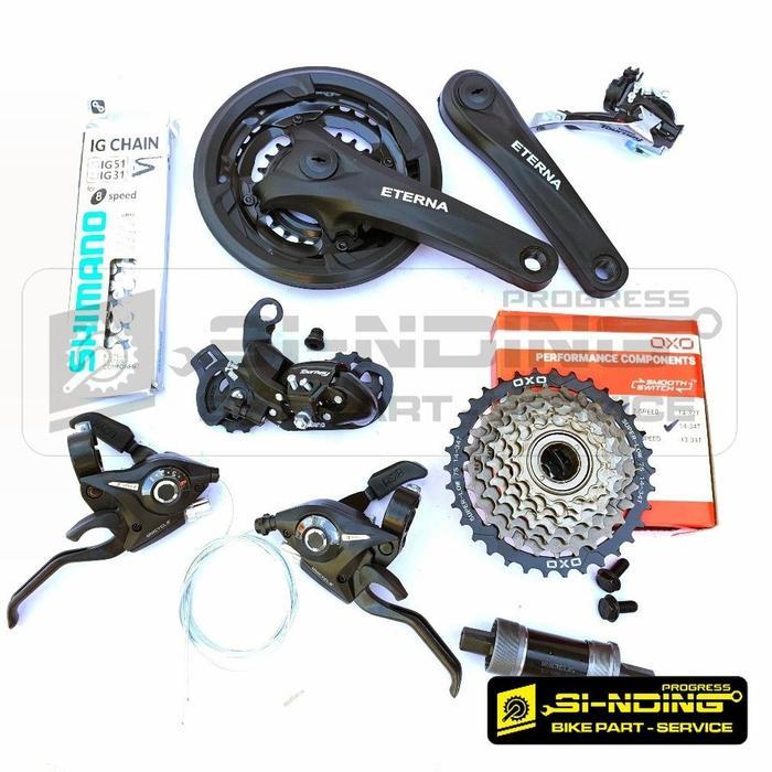 (COD) TERMURAH  GROUPSET CRANKSET GEAR SEPEDA MTB 3 X 7 SPEED DEPAN BELAKANG SHIMANO MEGARANGE