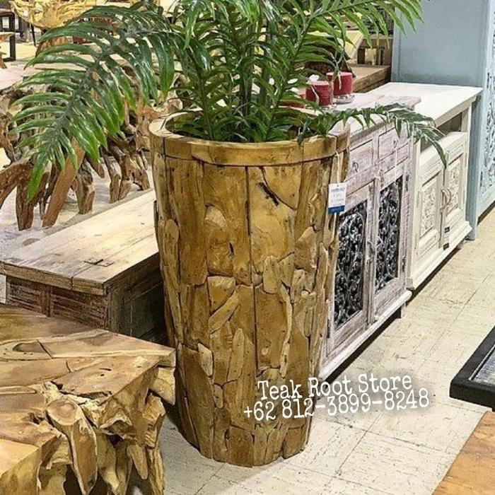 Vas Bunga Unik Akar Kayu Jati Ukuran Besar