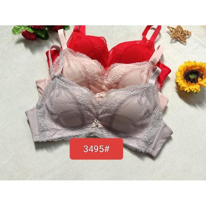 2Pcs,,,Bra / Bh Tanpa Kawat Wanita #3495 Busa Tebal Cup-A Brokat