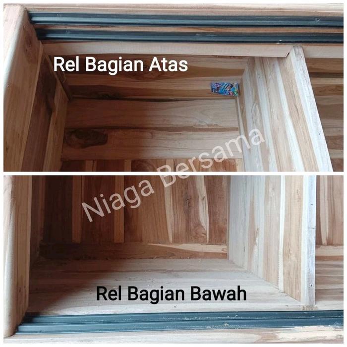Rel Sliding Lemari 2 Pintu 1 Meter Model Timbul Plus Roda Geser SD 380 Harfit Siap Kirim