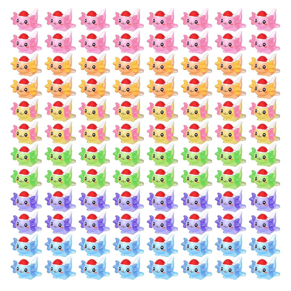 36Pcs Mini Resin Axolotl Christmas Axolotl Tiny Animal Figurine Christmas Hat Axolotl for Garden