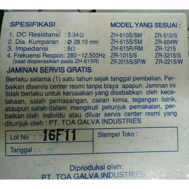 Toa Zg-60Ba Toa Zg60Ba Spull Horn Speaker Toa 10-15 Watt