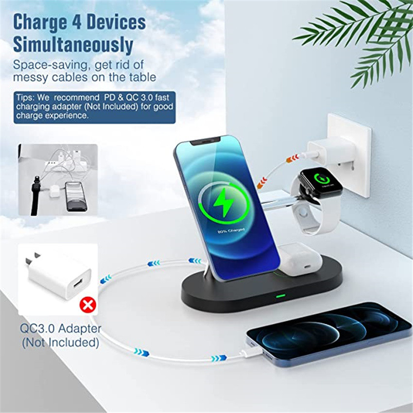 30W 3 In 1 Magnetic Wireless Charger Stand For Iphone 15 14 13 Pro