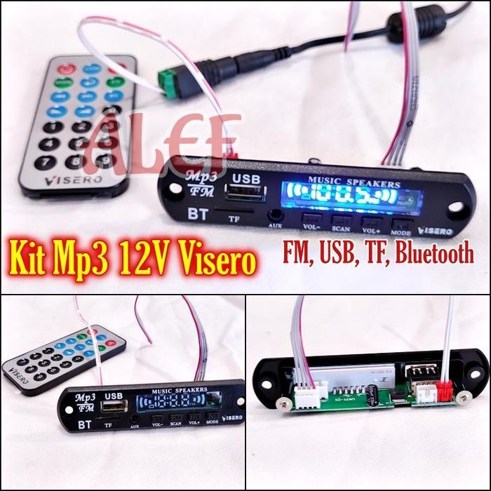 News kit mp3 bluetooth visero 12V aux USB TF FM player modul