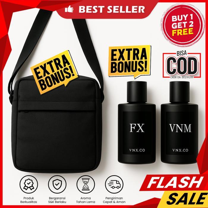 COUS- [ Dapat 3 ] 2 Pcs Vnx Extrait De Parfum + 1 Tas Mewah Wangi Fresh Mewah Elegan