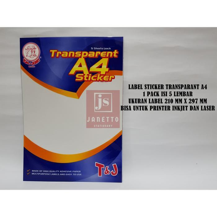 Kertas Stiker Transparan TOM & JERRY Ukuran A4 Sticker Anti Air