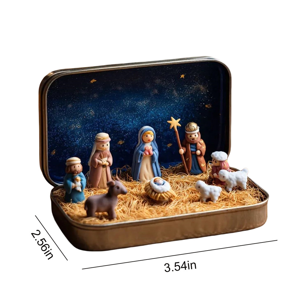 Nativity Set In A Tin Box Pocket Christmas Nativity Scene In A Tin Box Handcrafted Christmas Scene