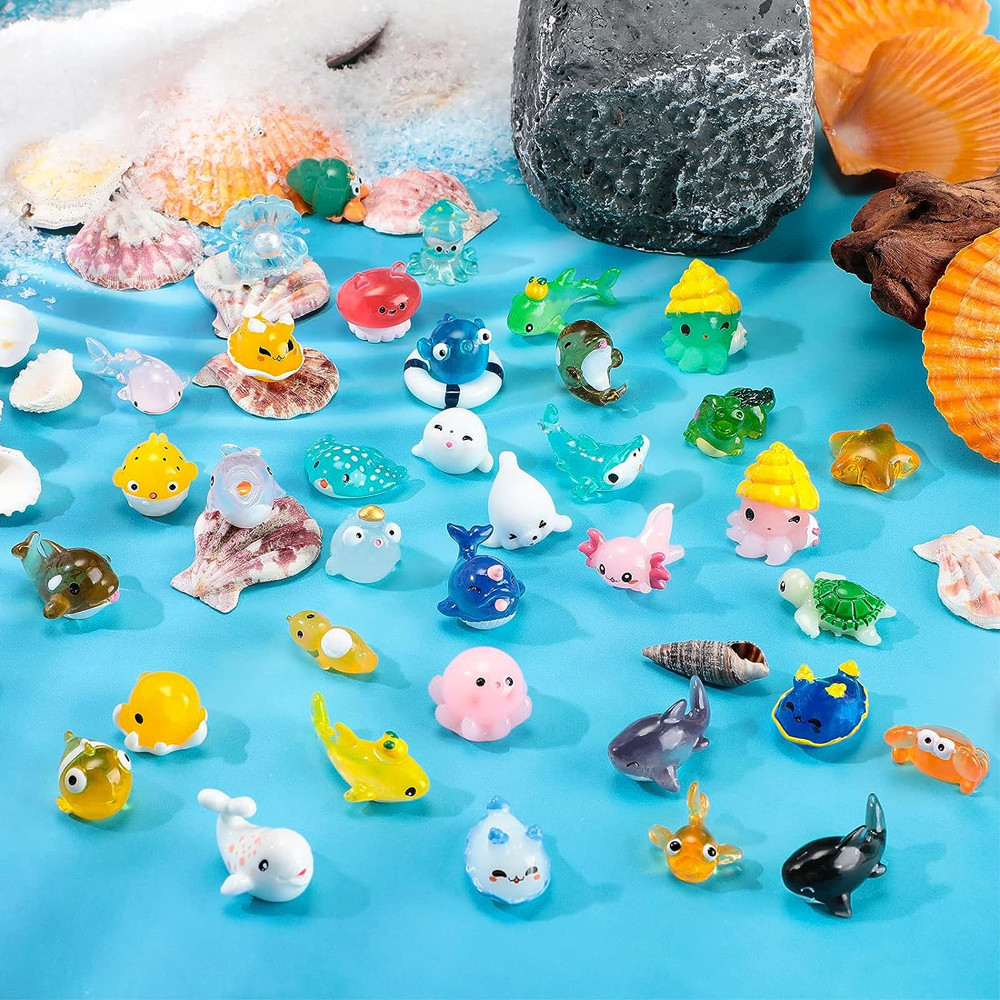 12/24/36Pcs Mixed Tiny Ocean Animals Ature - Resin Figurines For Diy Crafts Micro Landscape Fairy