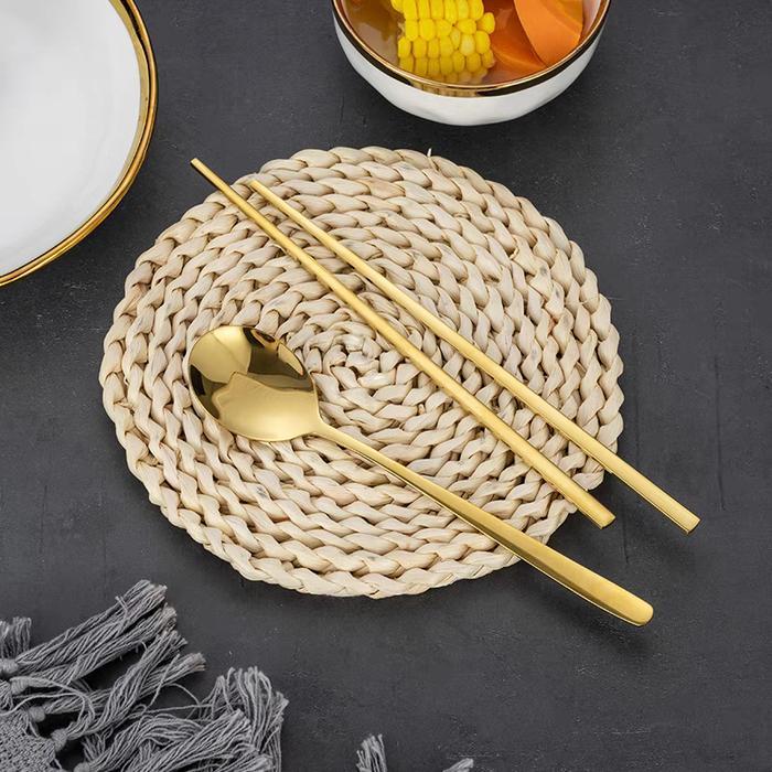 (COD) Sendok Garpu Stainless Spoon Fork Stainless Alat Makan Sendok Garpu Gold Silver Garpu Sendok