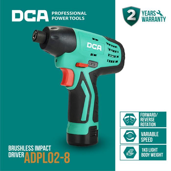 Dca Cordless Impact Driver / Mesin Impact Driver Baterai 12V 2.0Ah Adpl02-8Ek