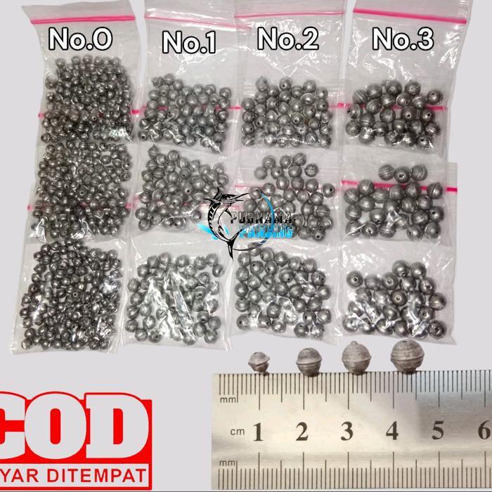 BERKUALITAS Timah Pancing Merica Lada Bulat Pemberat Dasaran Ukuran Kecil dan Besar Isi 10 Pcs