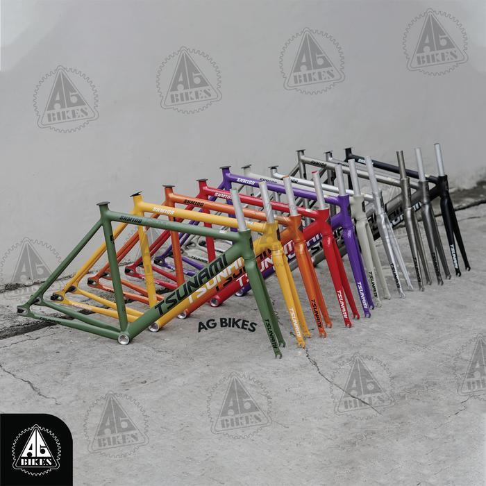 Frame + Fork Sepeda Fixie Tsunami snm 100 Alloy Ringan 