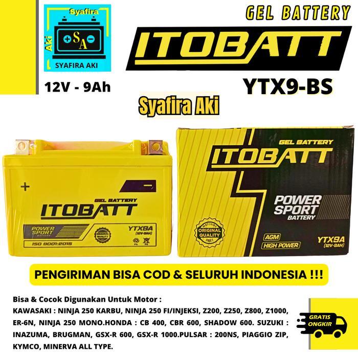 Aki Motor Kawasaki Ninja Er6N Ytx9 Ytx9A Itobatt Aki Kering