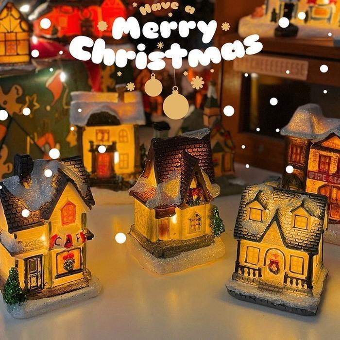 Hiasan Dekorasi Natal Led Rumah House Ornamen Christmas Aksesoris Xmas Miniatur Rumah Lampu Rumah