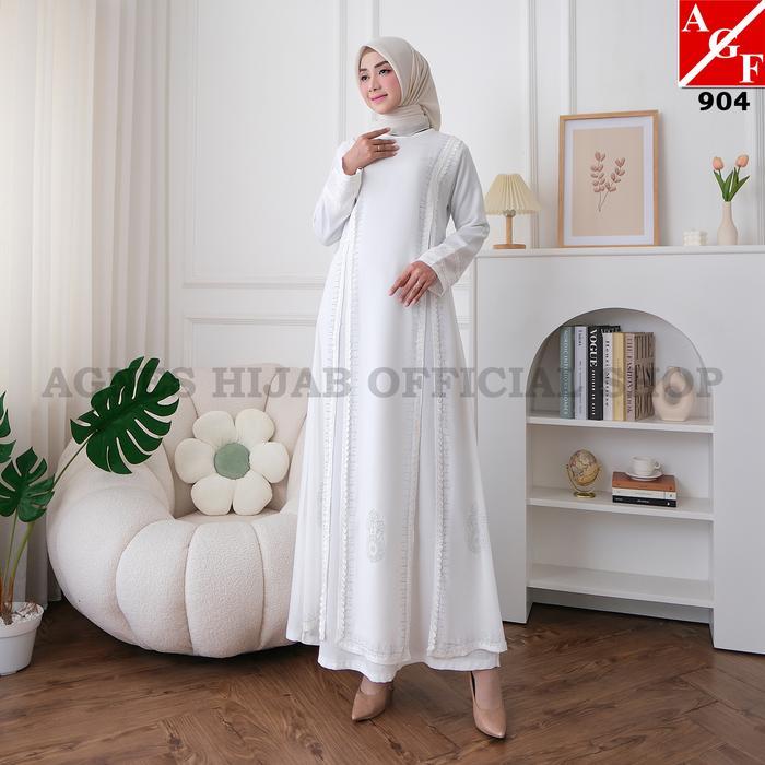 TERMURAH Agnes Hijab - Shafira Dress Gamis Putih Terbaru Gaun Pesta Baju Muslim Wanita Dewasa Abaya