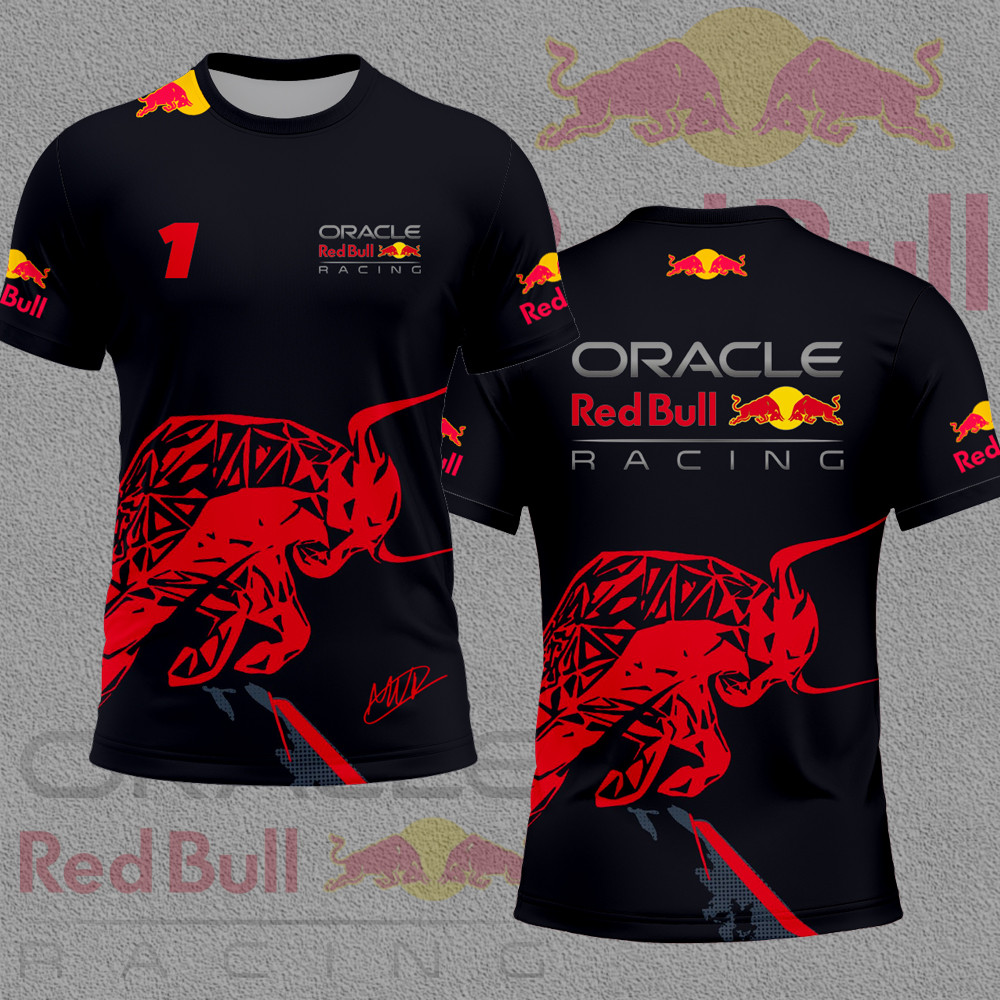 New Red Bull Racing T-shirt 3D Printed Men's T-shirt Red Bull Short Sleeve Sports Speed Drying Red