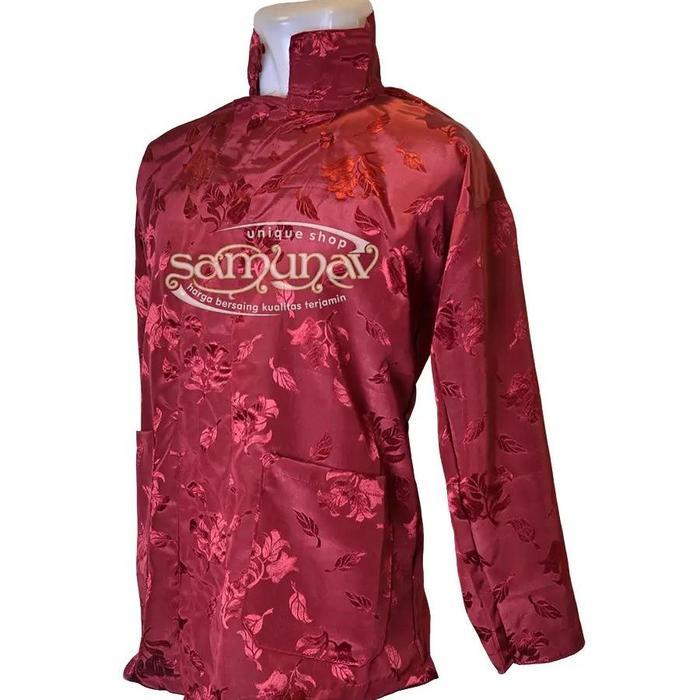 DISKON Surjan Kembang Batu Merah Marun Baju Tradisional Jawa READY STOCK