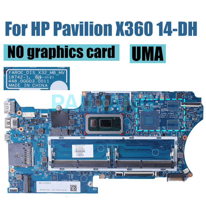 18742-1 For Hp Pavilion X360 14-Dh Laptop Motherboard L67771-601
