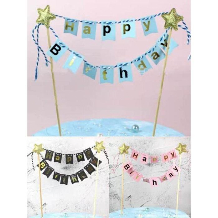 $+$+$+$+] topper kue tulisan gantung happy birthday hiasan kue cake topper happy birthday banner