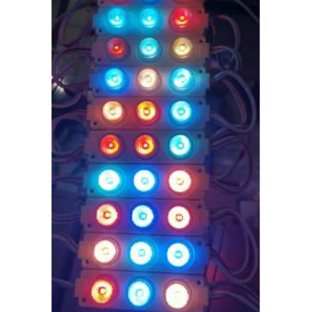 Promo Bisa Cod 10Pcs Lampu Led Modul Bak 3 Mata Rgb 12 Volt Waterproof Untuk Kendaraan Dengan 1 Aki