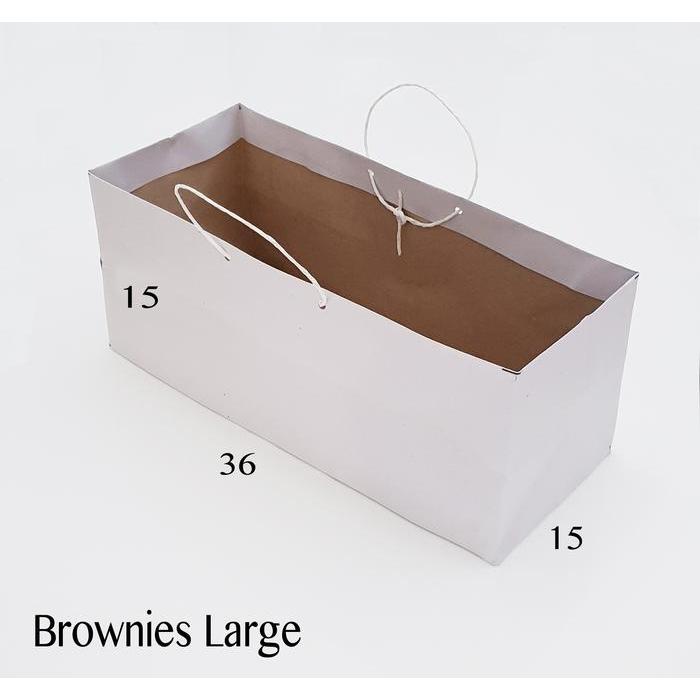 ( 12 biji ) paperbag polos PUTIH brownies large paper bag bolu kraft 36x15 tas kertas roti gulung