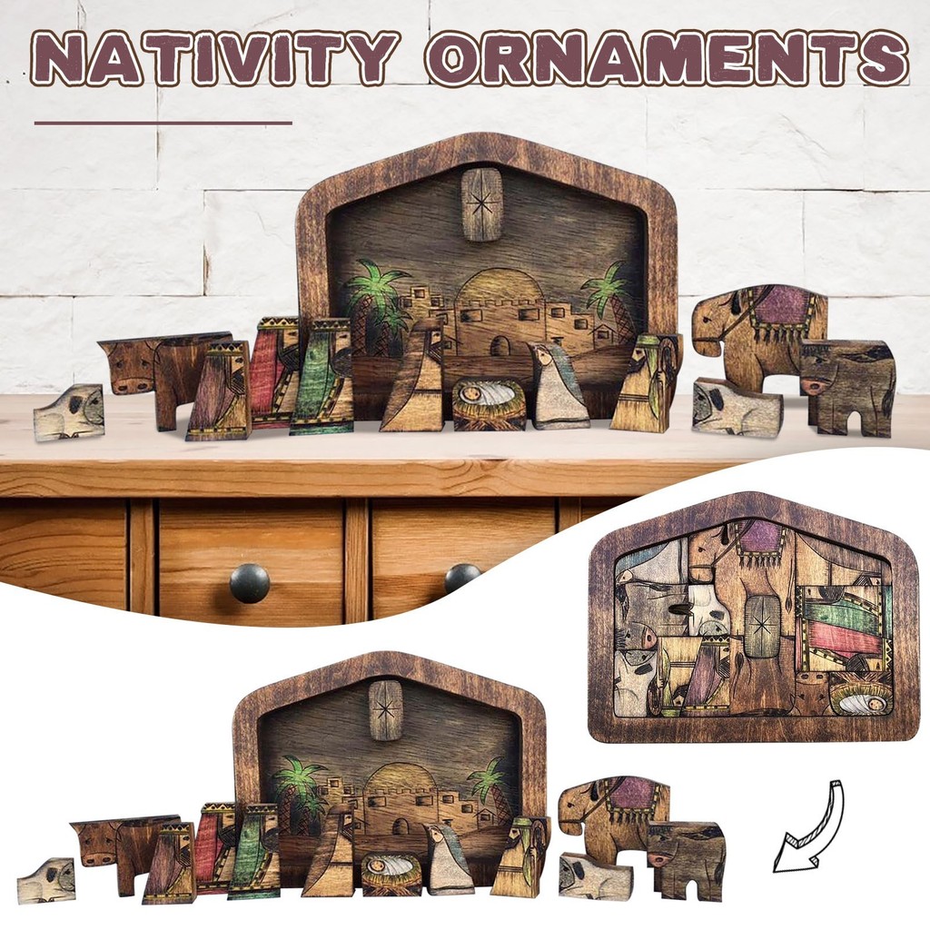 Wooden Jesus Puzzles Nativity Set Table Decor Ornament Nativity Puzzle With Wood Ed Design Puzzle