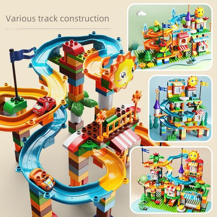 Feelo Car Slide Marble Run Ball Run Building Blocks Compatible Duplo