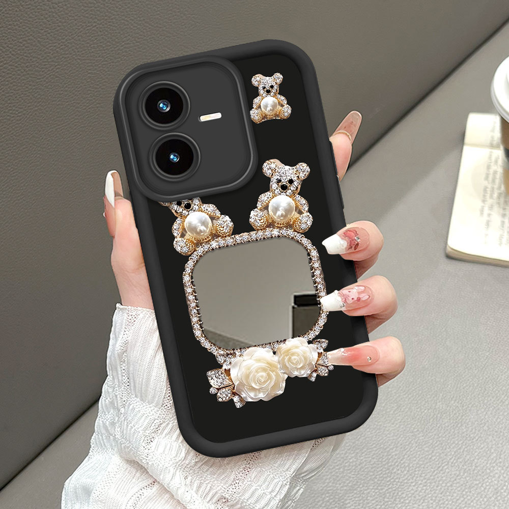 Casing Hp Untuk VIVO Y22 Y22S Cermin Softcase Case Phone Kesing Mode Bear 1486 JZ
