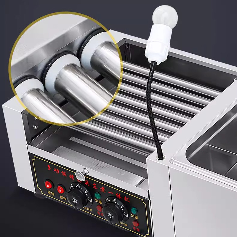 Sausage Grill & Oden Combo Machine Volcanic Stone Gas Hot Dog Machine Commercial Electric Sausage