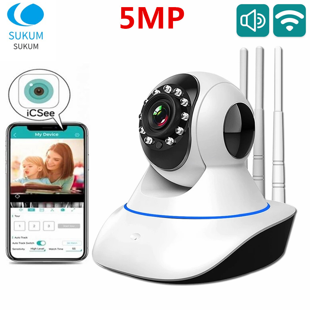 5MP Wifi Camera Wireless ONVIF ICSee IP Camera Indoor Smart Home Two Way Audio Indoor Security IP