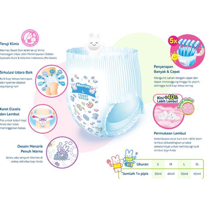 Sedia popok bayi merries pants good skin merries L44 popok bayi pants