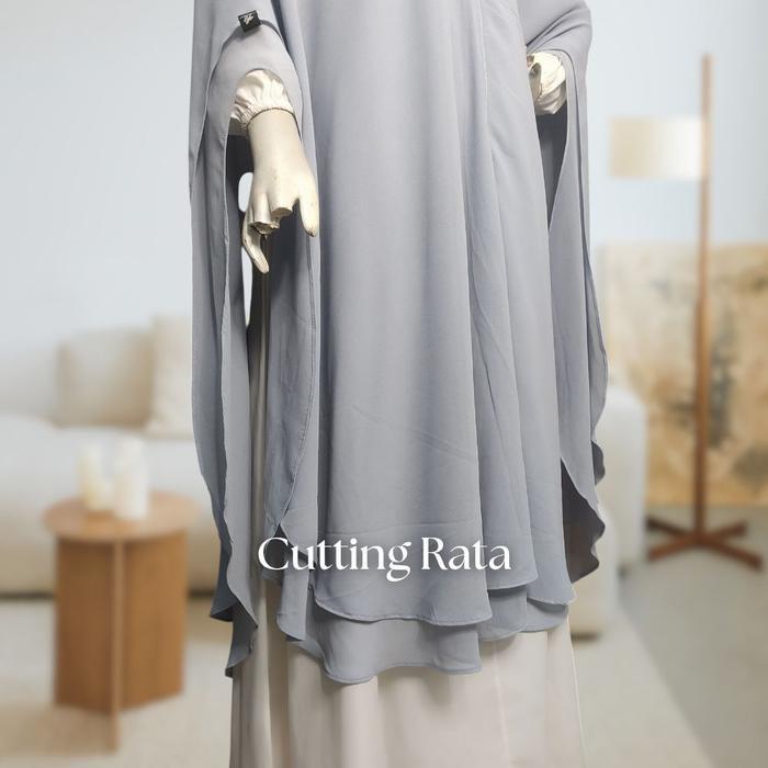 dowg- Khimar Ceruty Baby Doll Dua Layer Ped Antem Free Cadar Tali/ Khimar Ceruty