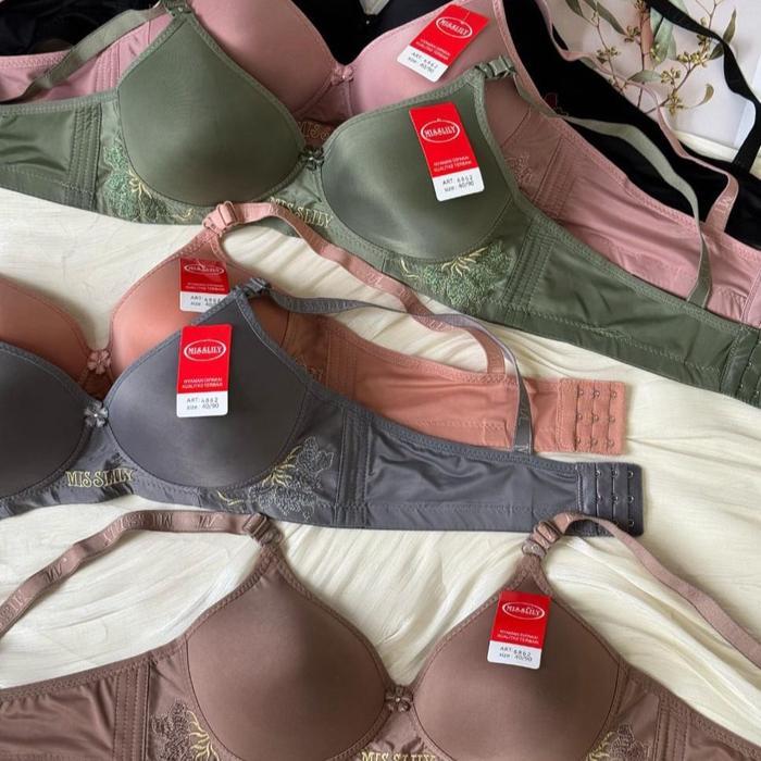 (Paket Obral 6 Pcs) Bra Toyazi Misslily Roumei Kaxiliman Polos Kait 3 Tanpa Kawat Bh 36-42 Besar 36