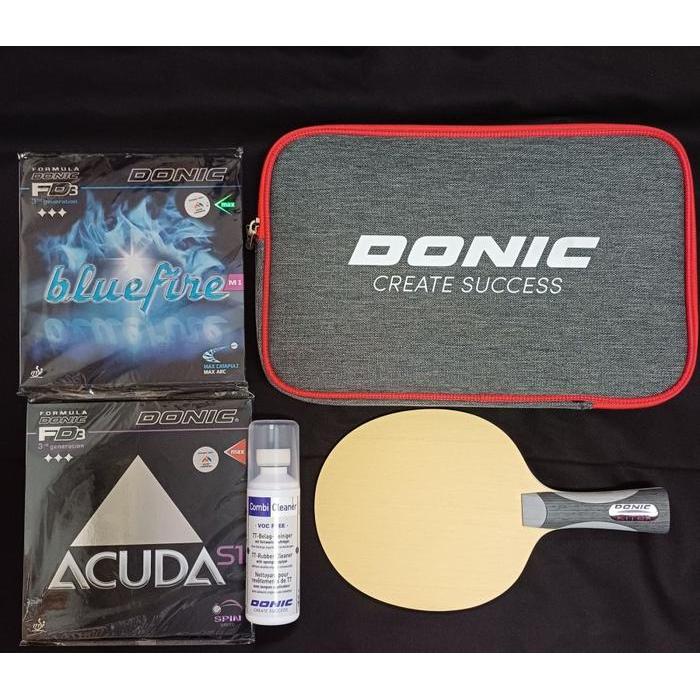 Bat Pingpong Donic Liping Kitex + karet Donic Acuda Bluefire set