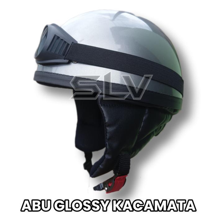 Helm Retro Chips Cat + Kacamata/Helm Klasik Kacamata Motorcycle