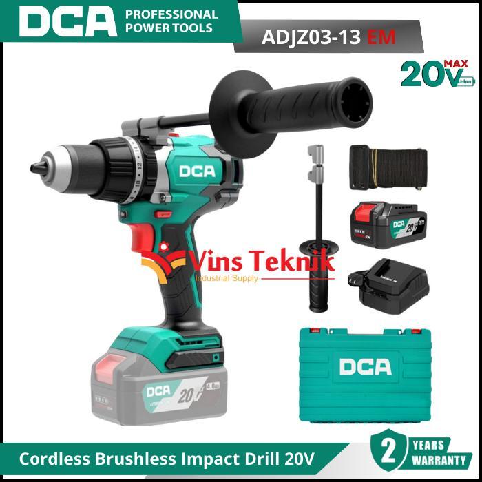 DCA ADJZ03-13EM Mesin Bor Baterai Cordless Brushless Impact Drill 13MM 20V ADJZ03-13 EM