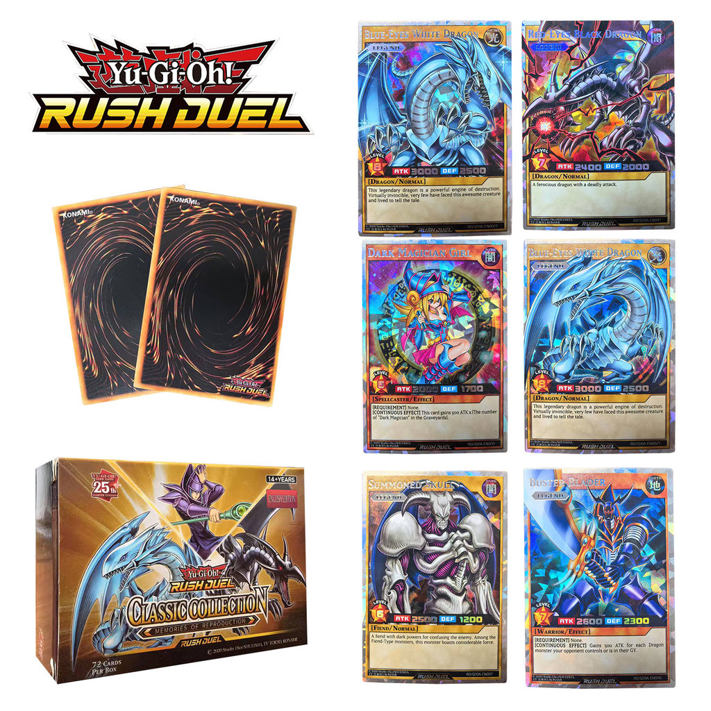 DIY 72Pcs New YU GI OH RUSH DUEL Cards Classical Duel Monster Collection Red&Blue eyes yugioh shiny
