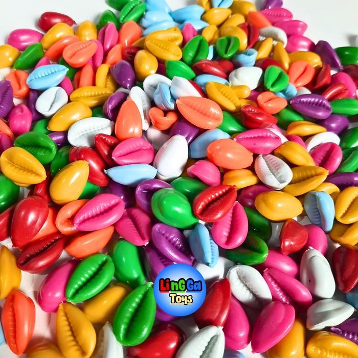 200 gram kuwuk plastik biji congkak plastik warna cerah sni mainan