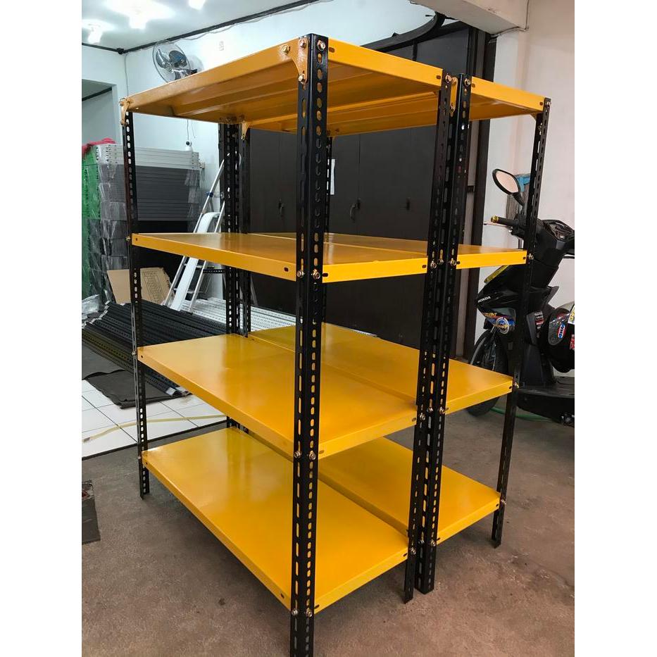 Rak gudang Rak barang Rak besi siku lubang uk. 30x100xt150 4 susun