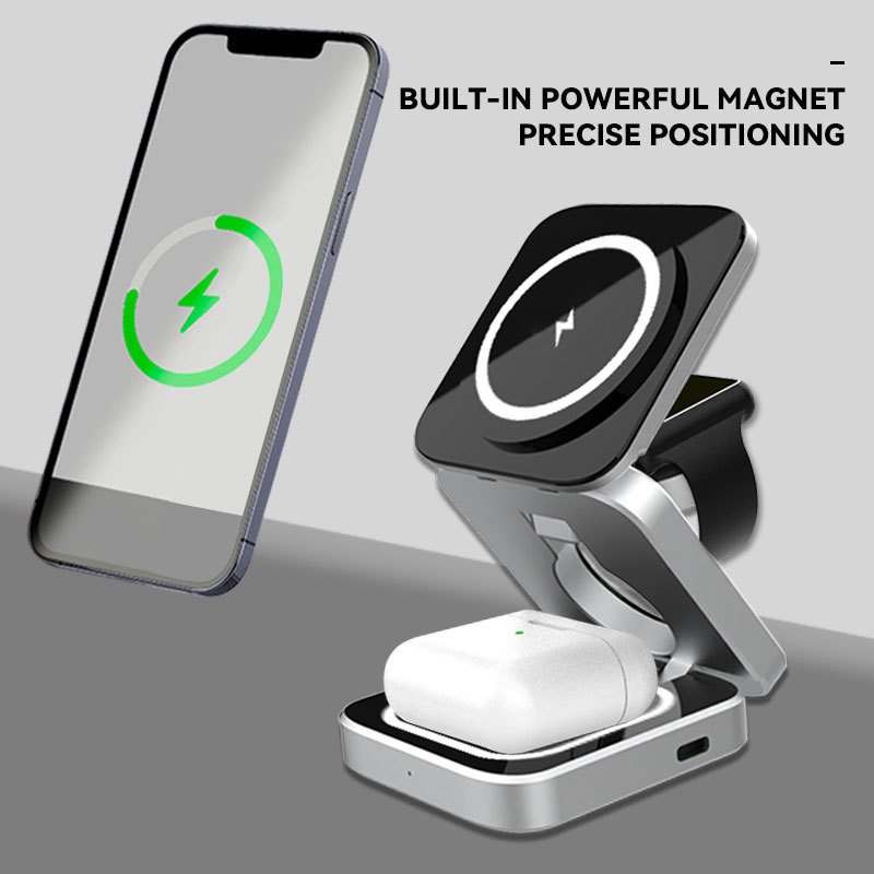 - 30W 3 In 1 Magnetic Wireless Charger Stand For Ipone 14 13 12 Pro Max