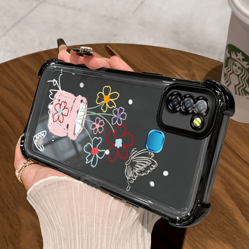 Casing Hp untuk Infinix Smart 5 Smart 6 Ram 3 Case Casing Pot Bunga Graffiti pola Cesing HP Kesing e
