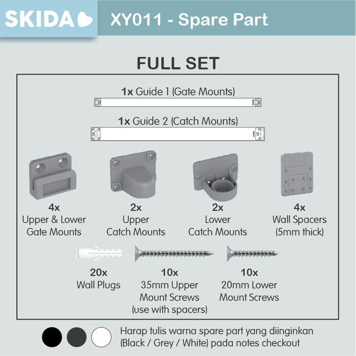 Spare Parts / Installation Kit For Xy011 Skida Retractable Safety Gate