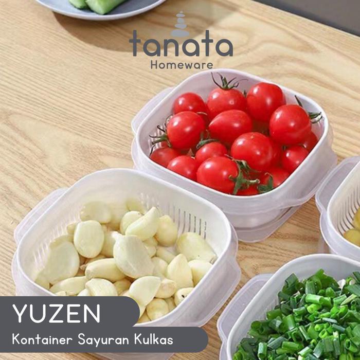 TANATA - YUZEN Kotak Makanan Daging Minimalis Container Kulkas Nasi Serbaguna Kotak Peniris